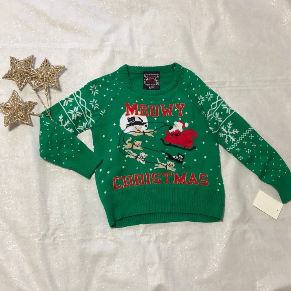 Meowy Christmas Sweater 12months NWT
